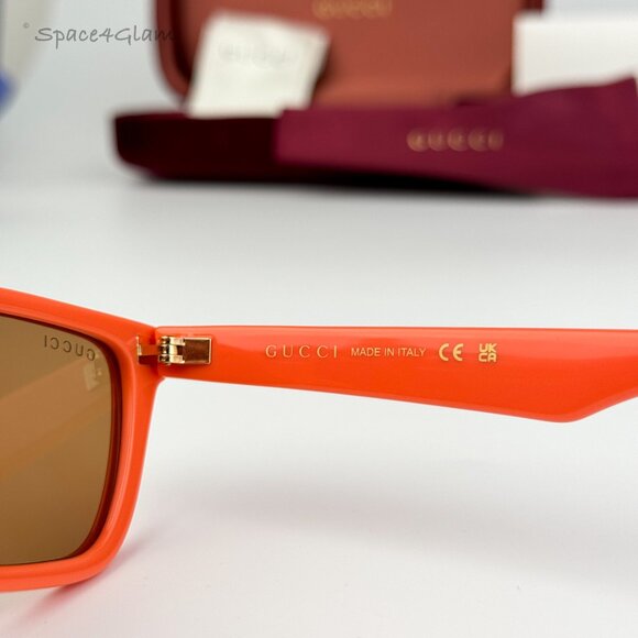 NEW Gucci GG1539S 004 Orange Brown Unisex Rectangle Sunglasses GG 1539S Gucci GG1539S 004 - Sunglasses for Man - LookerOnline main image 3